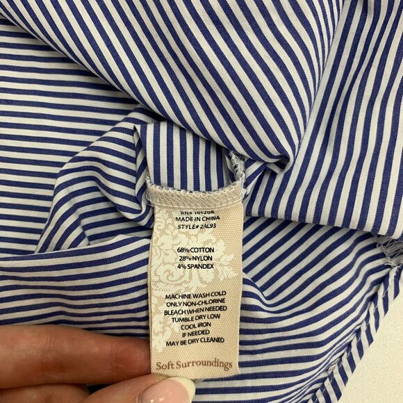 Soft Surroundings Bristol Tunic Top Women S Cold Shoulder Button Up Stripe Shirt - Picture 10 of 13